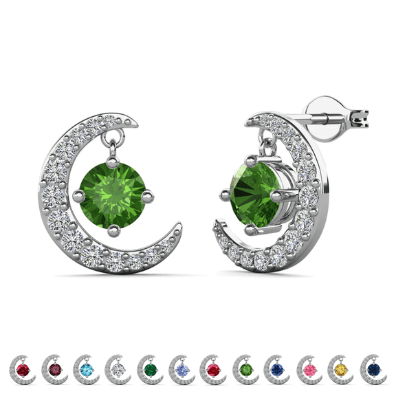 Cate & Chloe Luna August Birthstone 18k White Gold Plated Women Stud Earrings, Swarovski Crystals