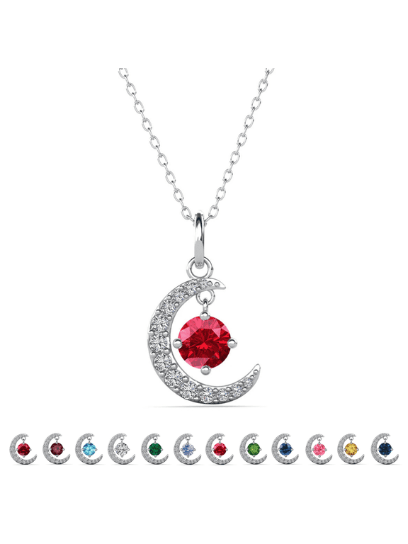 Luna July Birthstone 18k White Gold Plated Women's Necklace with Swarovski Crystal