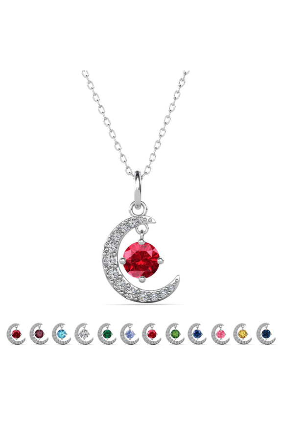 Luna July Birthstone 18k White Gold Plated Women's Necklace with Swarovski Crystal