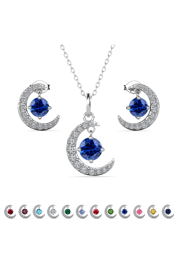 Luna September Birthstone 18k White Gold Plated Women jewelry Set, Swarovski Crystals