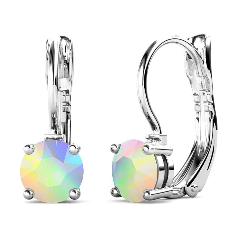 Cate & Chloe Lyric 18k White Gold Plated Drop Earrings with Swarovski Opal