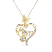 Mabel 18k Yellow Gold Plated Mom Heart Necklace with Simulated Diamonds Gift for Women