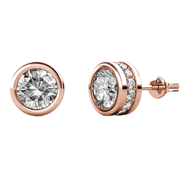 Cate & Chloe Mae 18k Rose Gold Plated Stud Earrings with Round Cut Swarovski Crystals for Women