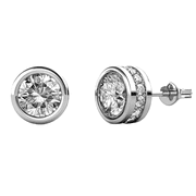 Cate & Chloe Mae 18k White Gold Plated Stud Earrings with Round Cut Swarovski Crystals for Women