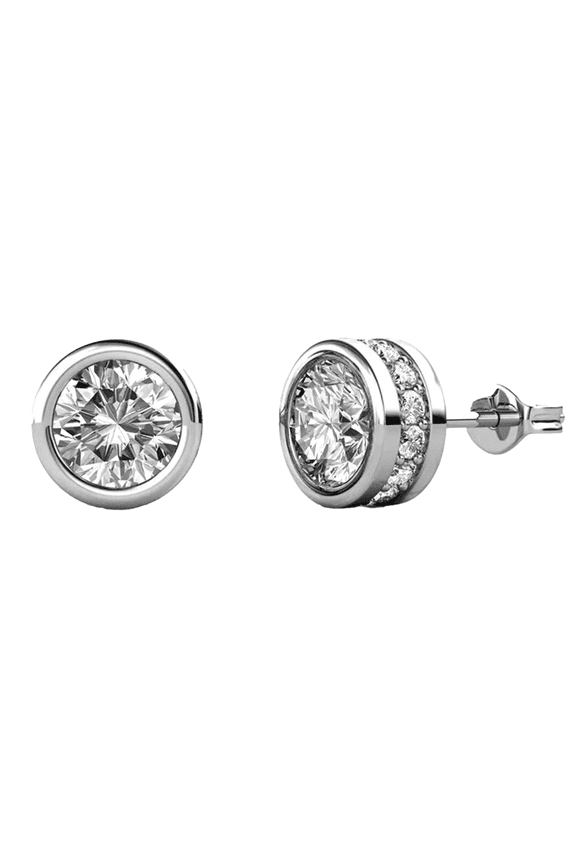 Mae 18k White Gold Plated Stud Earrings with Round Cut Swarovski Crystals for Women