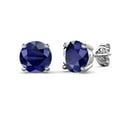 thumbnail image 1 of Cate & Chloe Magnolia 18k White Gold Plated Women's Stud Earrings with Sapphire Simulated Diamond, 1 of 9