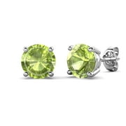 CATE & CHLOE Magnolia 18k White Gold Plated Women's Stud Earrings with Peridot Simulated Diamond
