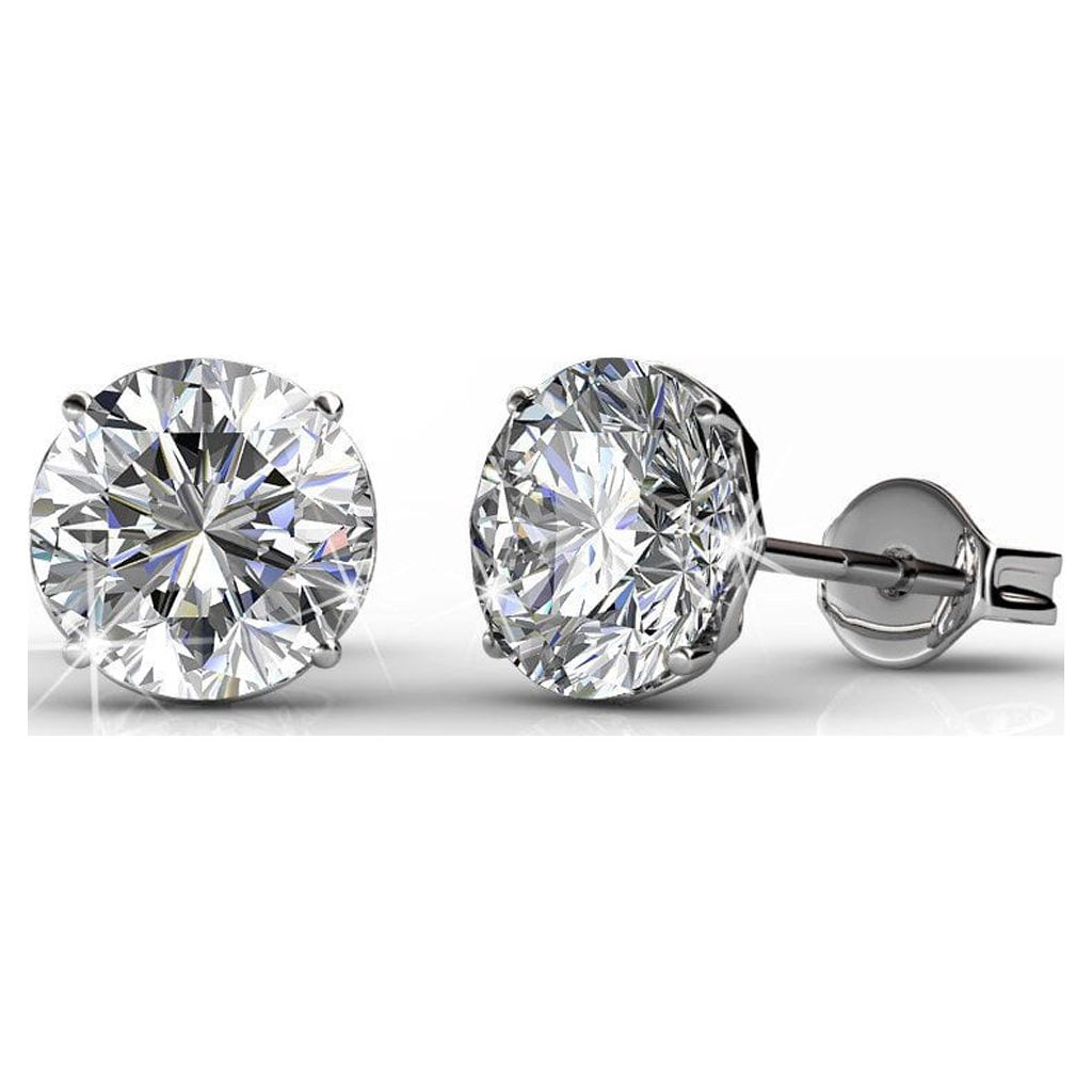 Cate & Chloe Mallory 18k White Gold Plated Silver Crystal Stud Earrings | Women's Round Cut Crystal Earrings, Gift for Her - image 1 of 8