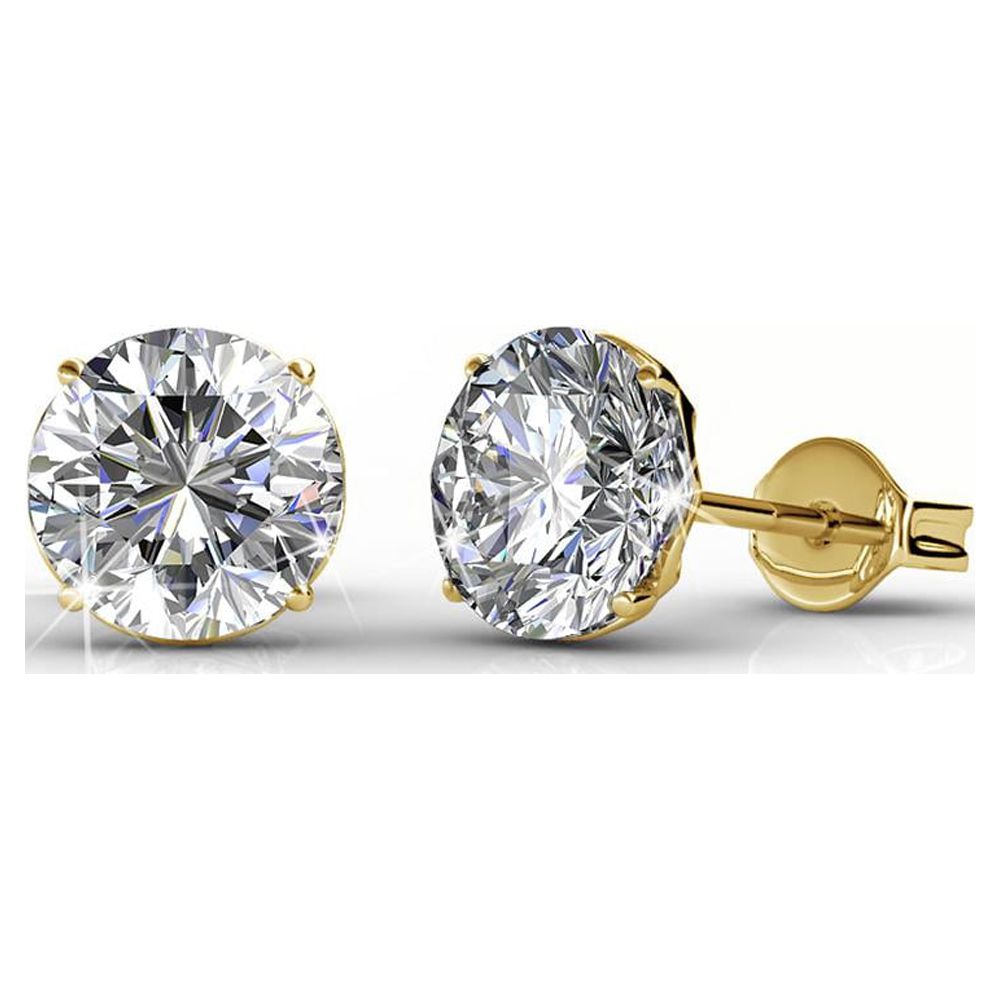 Cate & Chloe Mallory 18k Yellow Gold Plated Stud Earrings | Round Cut Crystal Earrings for Women, Gift for Her - image 1 of 8