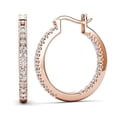 thumbnail image 1 of Cate & Chloe Margot 18k Rose Gold Plated 24mm Hoop Earrings with Simulated Diamonds Gift for Women, 1 of 9