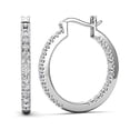 thumbnail image 1 of Cate & Chloe Margot 18k White Gold Plated 24mm Hoop Earrings with Simulated Diamonds Gift for Women, 1 of 9