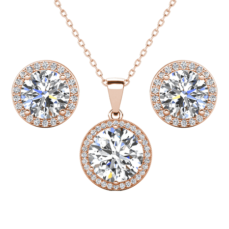 Cate & Chloe Sophia 18k Rose Gold Plated Jewelry Set with Simulated Diamond Crystals for Women
