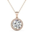 thumbnail image 1 of Cate & Chloe Mariah 18k Rose Gold Plated Halo Pendant Necklace with Simulated Diamonds for Women, 1 of 10