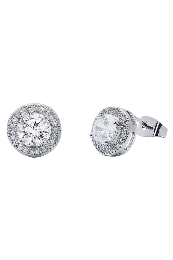 Sophia 18k White Gold Plated Halo Stud Earrings with Simulated Diamonds Gift for Women