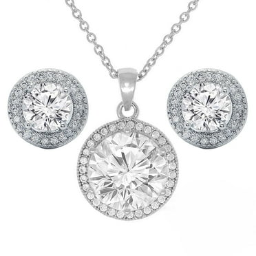 Cate & Chloe Mariah 18k White Gold Plated Jewelry Set with Simulated Diamond Crystals for Women