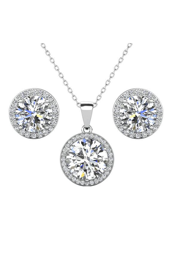 Sophia 18k White Gold Plated Jewelry Set with Simulated Diamond Crystals for Women