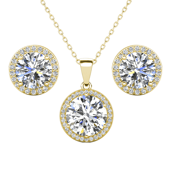 Cate & Chloe Sophia 18k Yellow Gold Plated Jewelry Set with Simulated Diamond Crystals for Women
