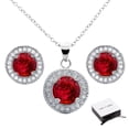 thumbnail image 1 of Cate & Chloe Mariah Jewelry Set, 18k White Gold Plated Gemstone Pendant Necklace and Stud Earrings, Bridal Jewelry Set, Necklace Earring Set for Women, Rhinestone Jewelry Set (Red Ruby), 1 of 2