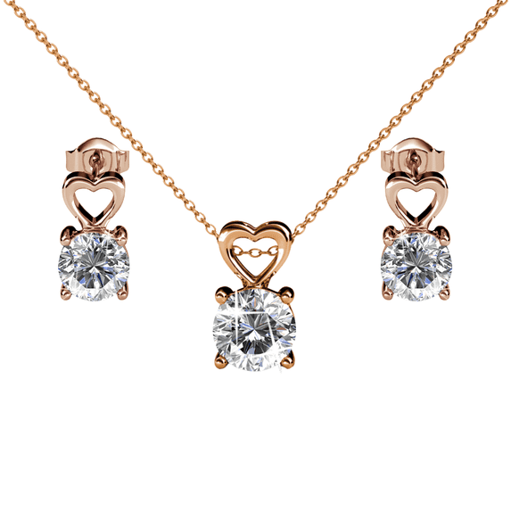 Cate & Chloe Marian 18k Rose Gold Plated Jewelry Set with Swarovski Crystals Gift for women