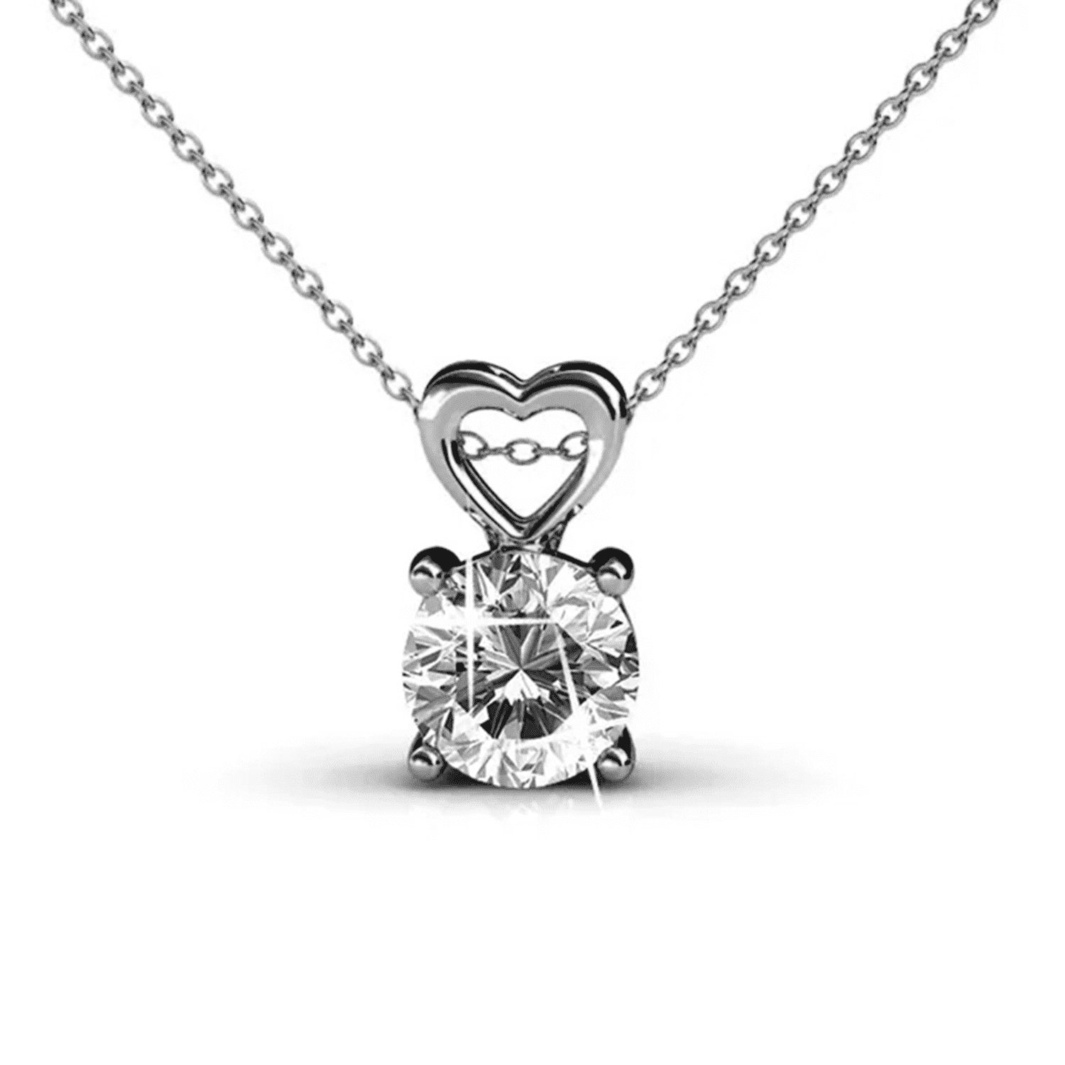 Walmart exclusive discounts  Cate & Chloe 18k White Gold Swarovski Crystal Heart Pendant Necklace for Women, MSRP $129