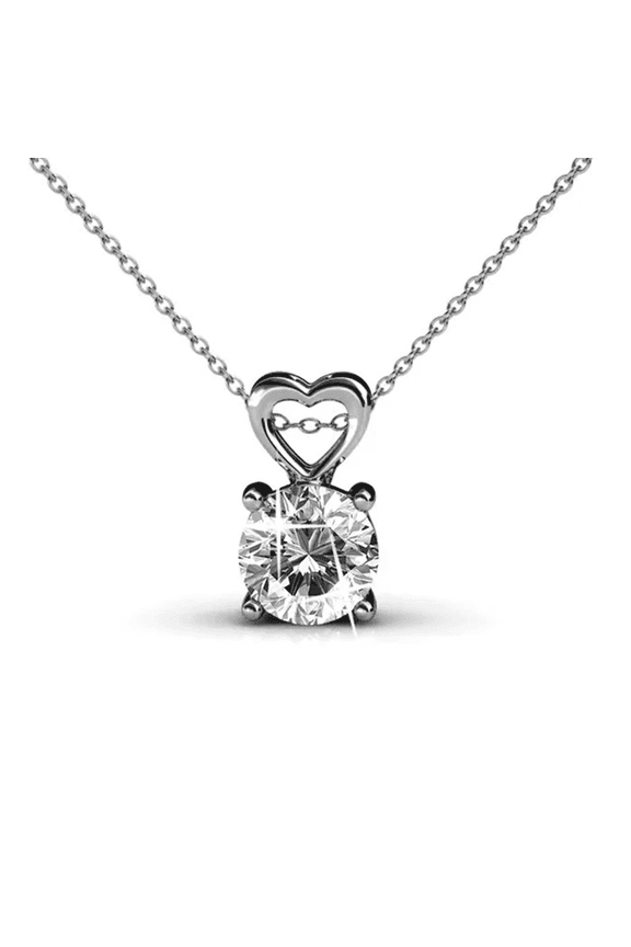Marian 18k White Gold Plated Heart Pendant Necklace with Swarovski Crystal for Women