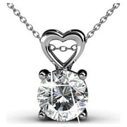 Cate & Chloe Marian 18k White Gold Pendant Necklace w/Swarovski Crystals, Beautiful Heart Necklace for Women, Round Cut Diamond Crystal Necklace, Silver Chain Necklace - MSRP $129