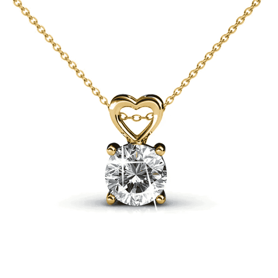 Cate & Chloe Marian 18k Yellow Gold Plated Heart Pendant Necklace with Swarovski Crystal for Women