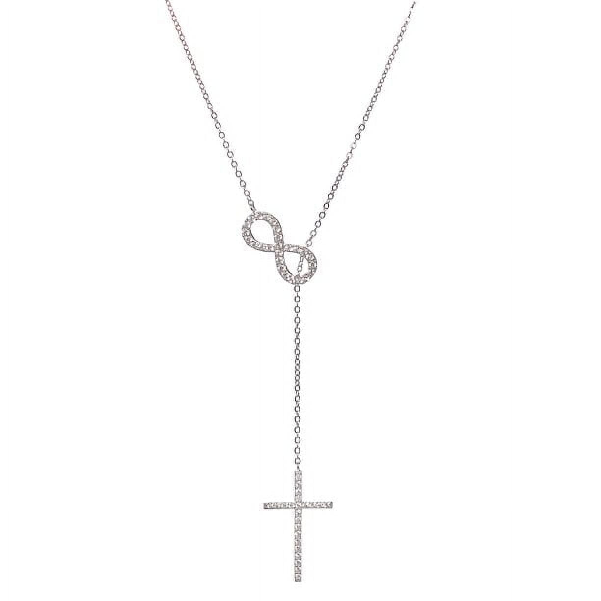 Cate Chloe Mary Sterling Silver Infinity Cross Lariat Y-Necklace
