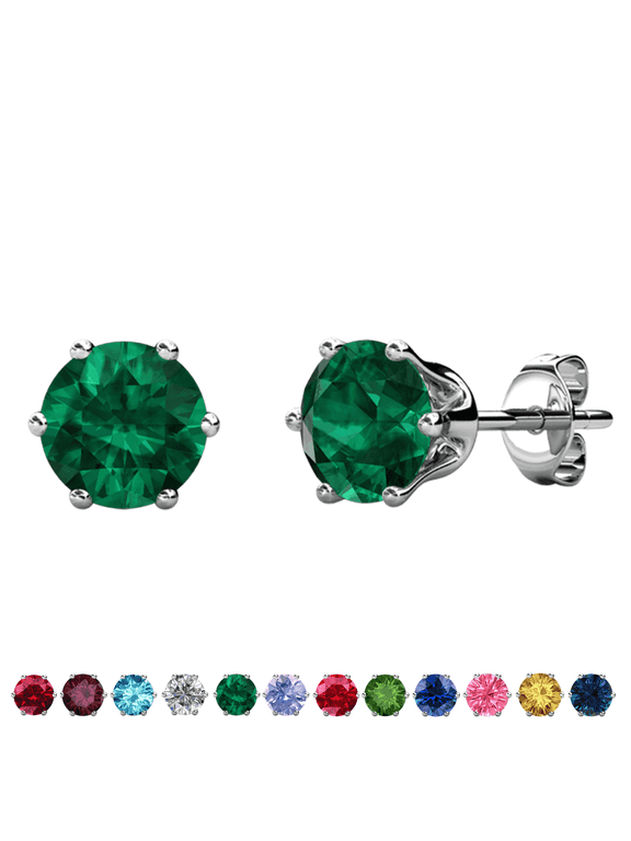 May Birthstone 18k White Gold Plated Women's Stud Earrings 1ct Swarovski Crystal