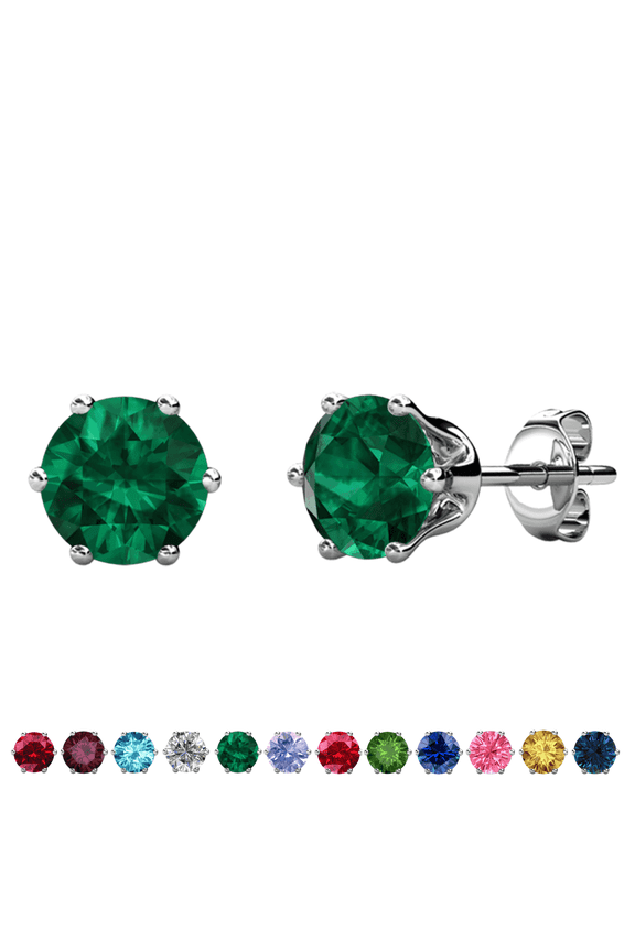 May Birthstone 18k White Gold Plated Women's Stud Earrings 1ct Swarovski Crystal