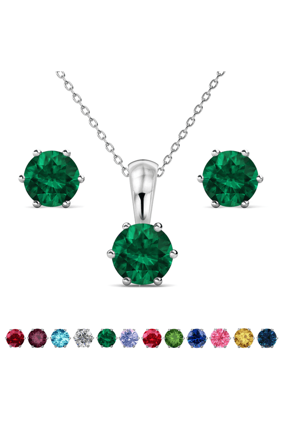 May Birthstone 18k White Gold Plated Women Jewelry Set with 1ct Swarovski Crystal