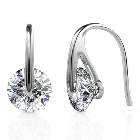 Cate & Chloe McKayla 18k White Gold Plated Drop Earrings with Swarovski Crystals Gift for Women