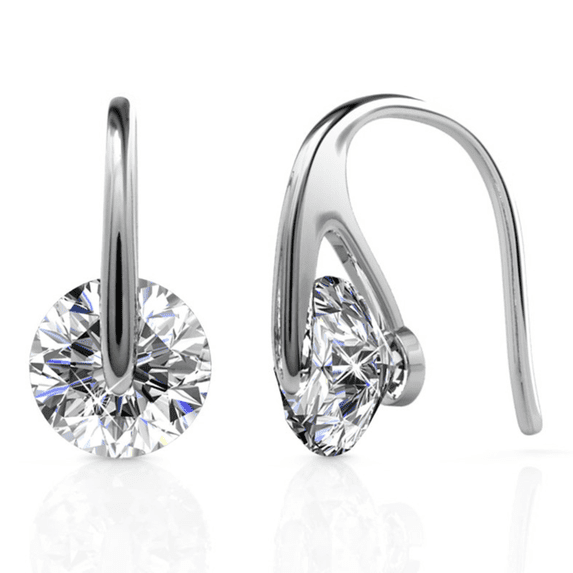 Cate & Chloe McKayla 18k White Gold Plated Drop Earrings with Swarovski Crystals Gift for Women