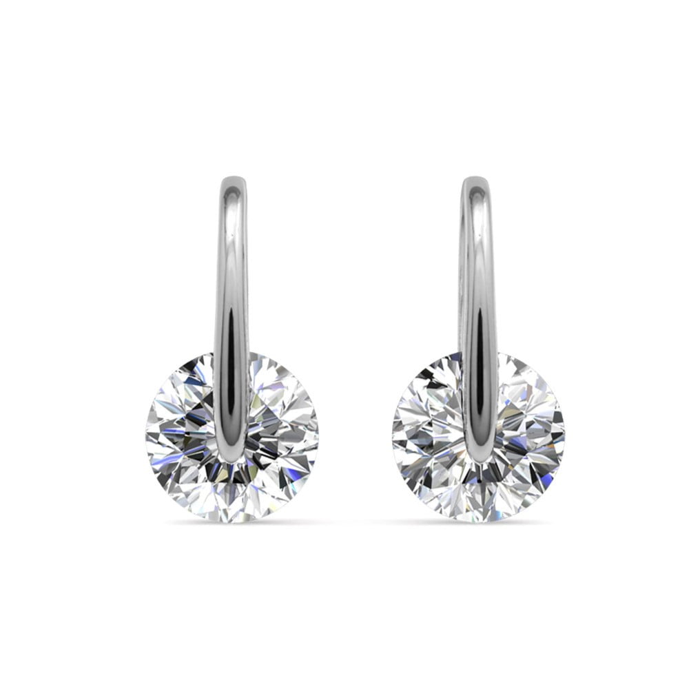 Cate & Chloe McKayla Everyday Jewelry, 18k White Gold Plated Silver Drop Earrings with Swarovski Crystals for Women