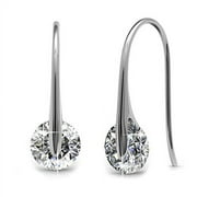 Cate & Chloe McKayla 18k White Gold Plated Silver Drop Earrings with Swarovski Crystals | Solitaire Crystal Earrings for Women