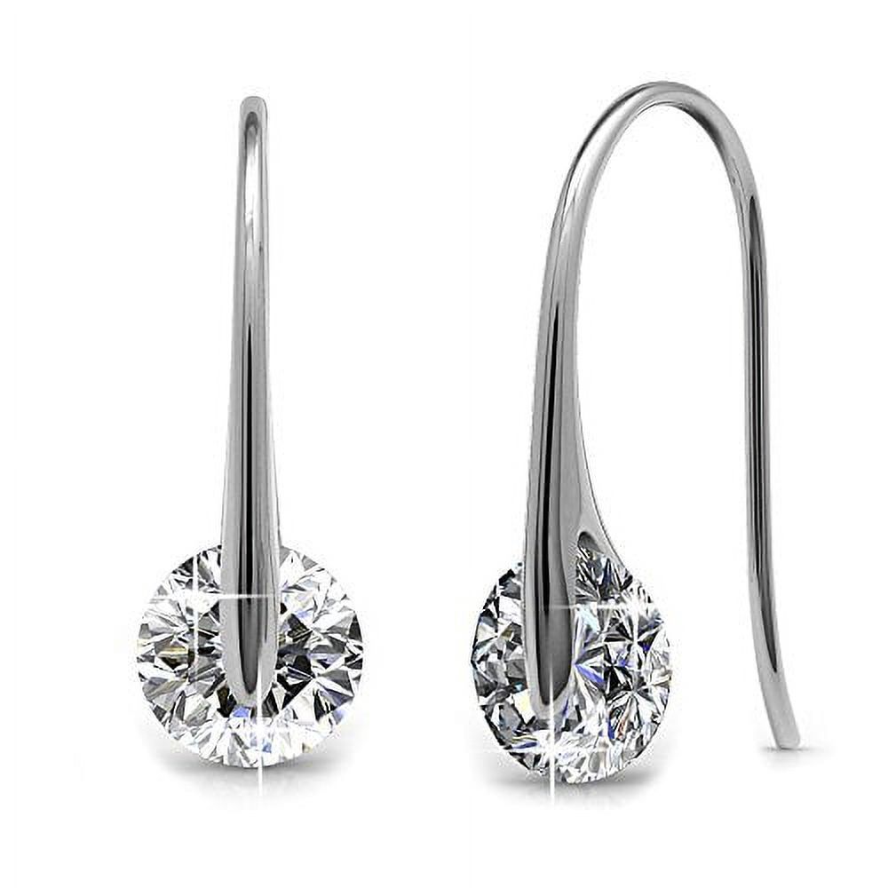Cate & Chloe McKayla 18k White Gold Plated Silver Drop Earrings | Women's Crystal Earrings, Gifts for Her - image 1 of 8