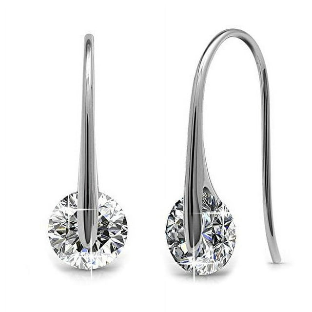 Cate & Chloe McKayla 18k White Gold Plated Silver Drop Earrings | Women's Crystal Earrings, Gifts for Her