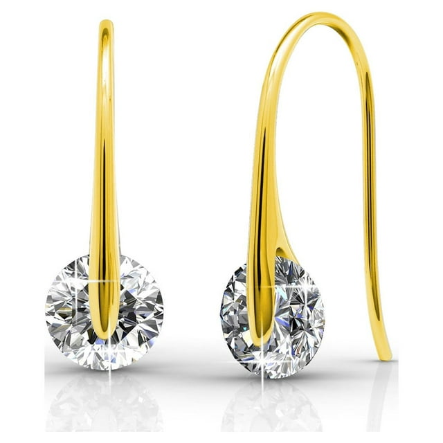 Cate & Chloe McKayla 18k Yellow Gold Plated Drop Earrings | Crystal Earrings for Women, Jewelry Gift for Her