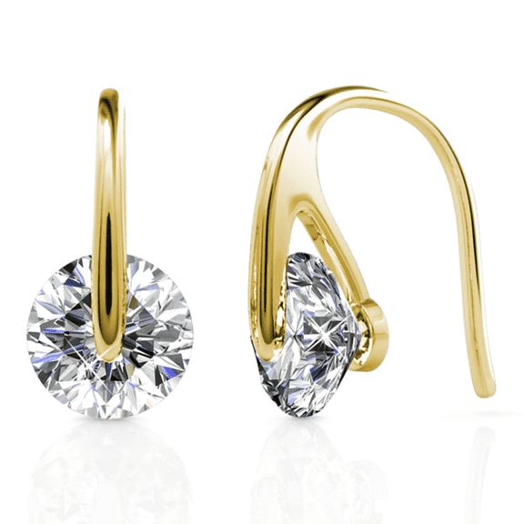 Cate & Chloe McKayla 18k Yellow Gold Plated Drop Earrings with Swarovski Crystals Gift for Women