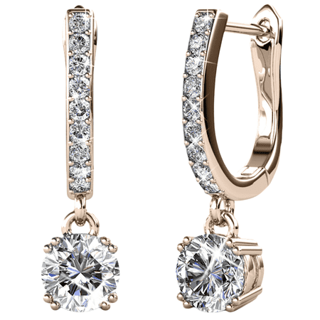 Cate & Chloe McKenzie 18k Rose Gold Plated Drop Dangle Earrings with Swarovski Crystals for Women
