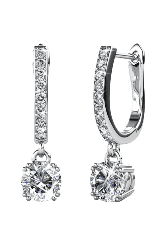 McKenzie 18k White Gold Plated Drop Dangle Earrings with Swarovski Crystals for Women