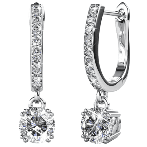 McKenzie 18k White Gold Plated Drop Dangle Earrings with Swarovski Crystals for Women