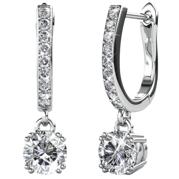 Cate & Chloe McKenzie 18k White Gold Plated Drop Dangle Earrings with Swarovski Crystals for Women