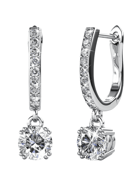 McKenzie 18k White Gold Plated Drop Dangle Earrings with Swarovski Crystals for Women
