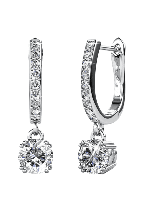 McKenzie 18k White Gold Plated Drop Dangle Earrings with Swarovski Crystals for Women