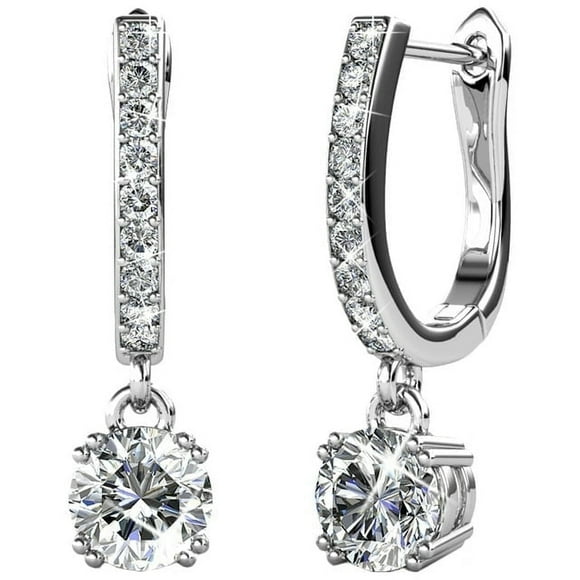 Cate & Chloe McKenzie 18k White Gold Plated Drop Dangle Earrings with Swarovski Crystals for Women
