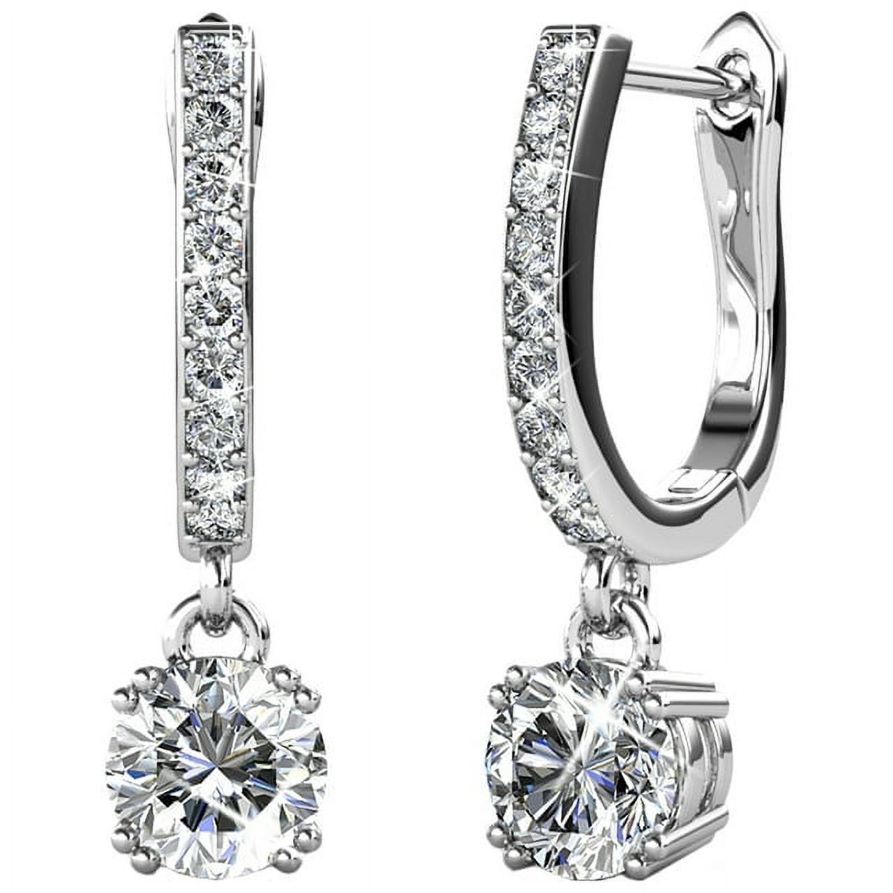 Cate & Chloe McKenzie 18k White Gold Plated Silver Drop Dangle Earrings | Women's Earrings with Crystals - image 1 of 10