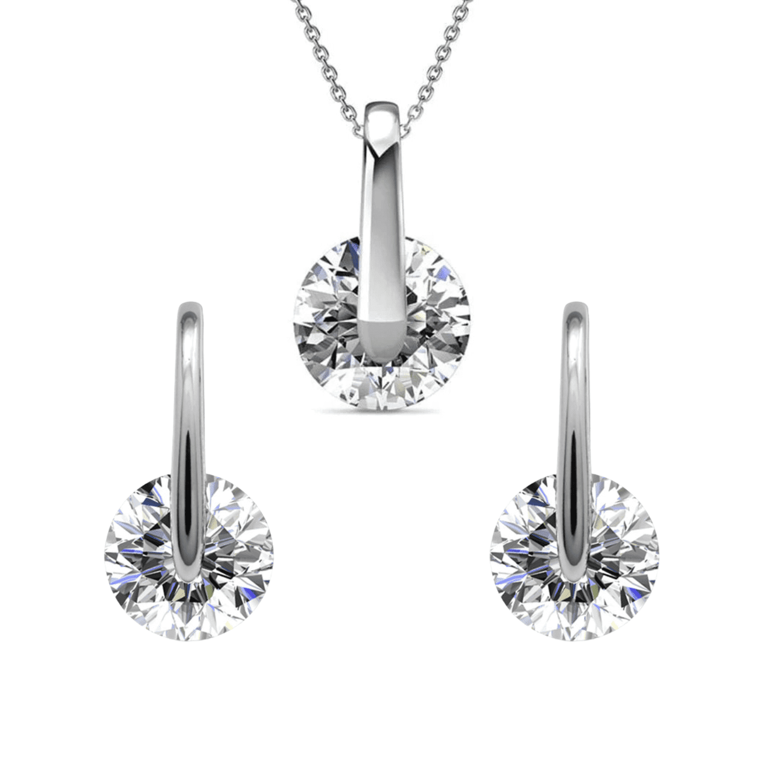 CATE & CHLOE Mckayla 18k White Gold Plated Silver Jewelry Set with Swarovski Crystals Gift for Women