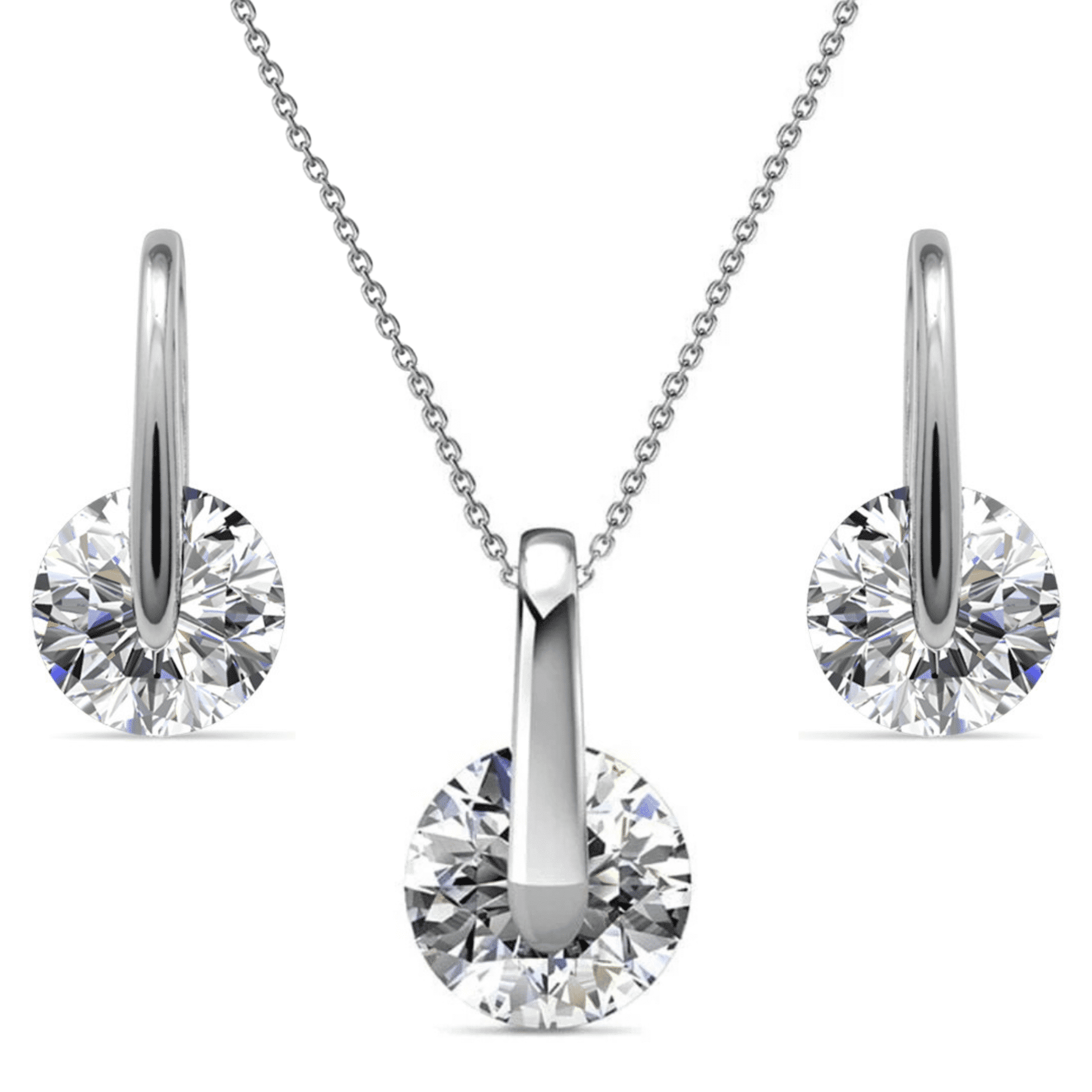 Cate & Chloe Mckayla 18k White Gold Plated Silver Jewelry Set with Swarovski Crystals Gift for Women