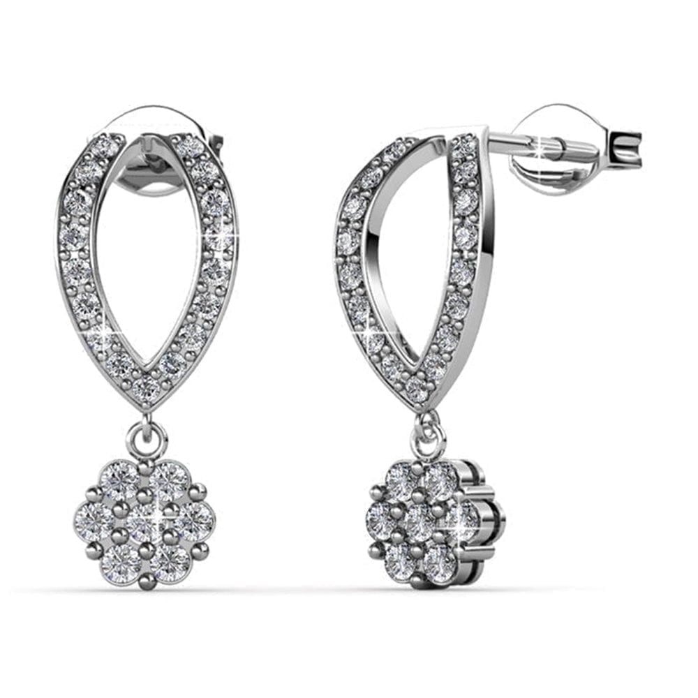 Cate & Chloe Megan 18k White Gold Plated Dangle Earrings with Swarovski Crystals Gift for Women
